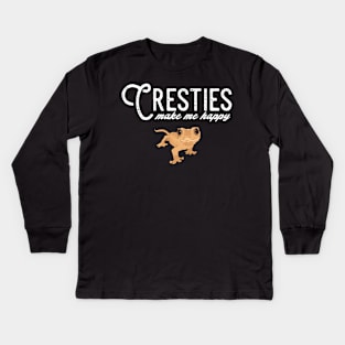 Crested Geckos Make Me Happy, Crestie Lovers Kids Long Sleeve T-Shirt